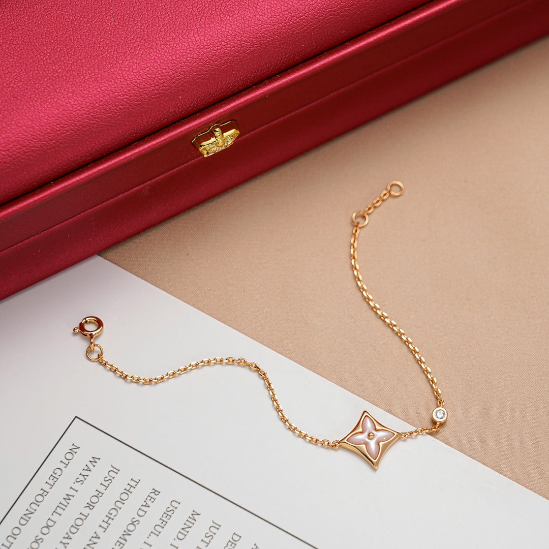 [⭐Novea]STAR 1 DIAMOND PINK GOLD BRACELET