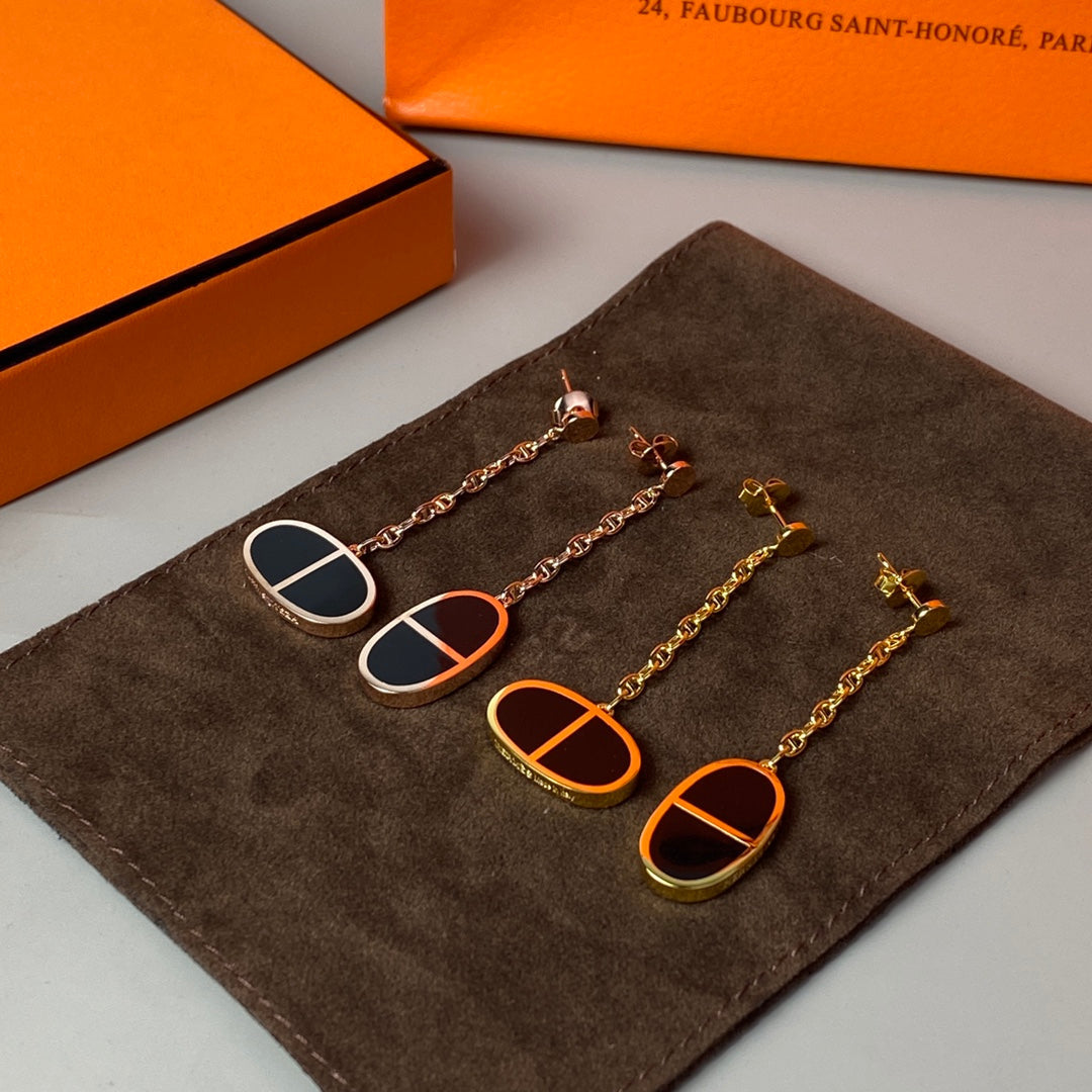 [⭐Novea]CHAINE VERSO BLACK CERAMIC EARRINGS