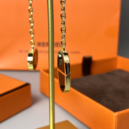 [⭐Novea]CHAINE VERSO BLACK CERAMIC EARRINGS