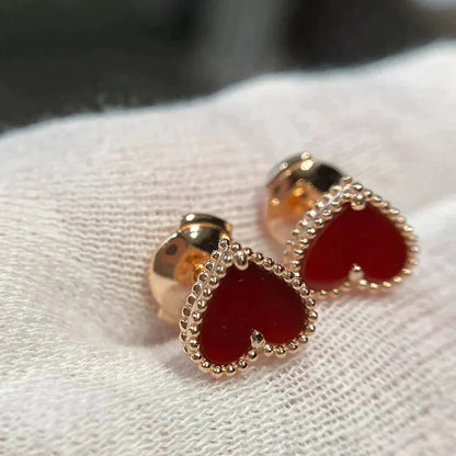 [⭐Novea]HEART CARNELIAN STUD EARRINGS