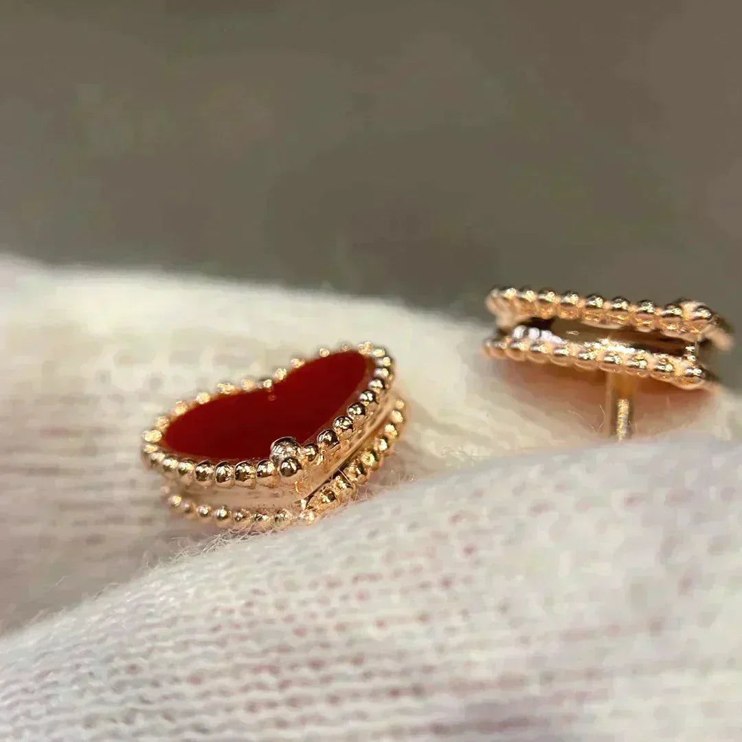 [⭐Novea]HEART CARNELIAN STUD EARRINGS