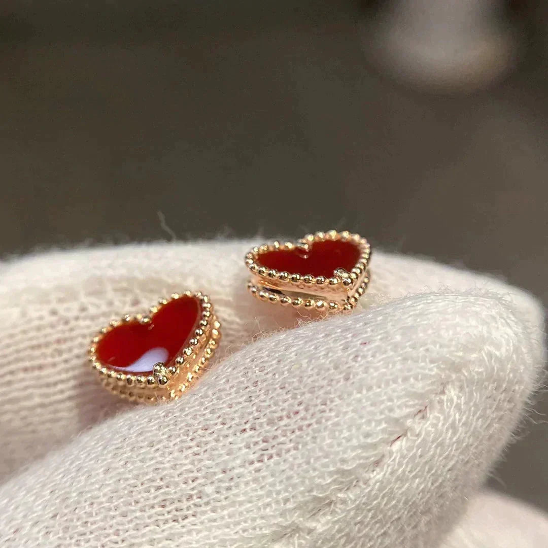 [⭐Novea]HEART CARNELIAN STUD EARRINGS
