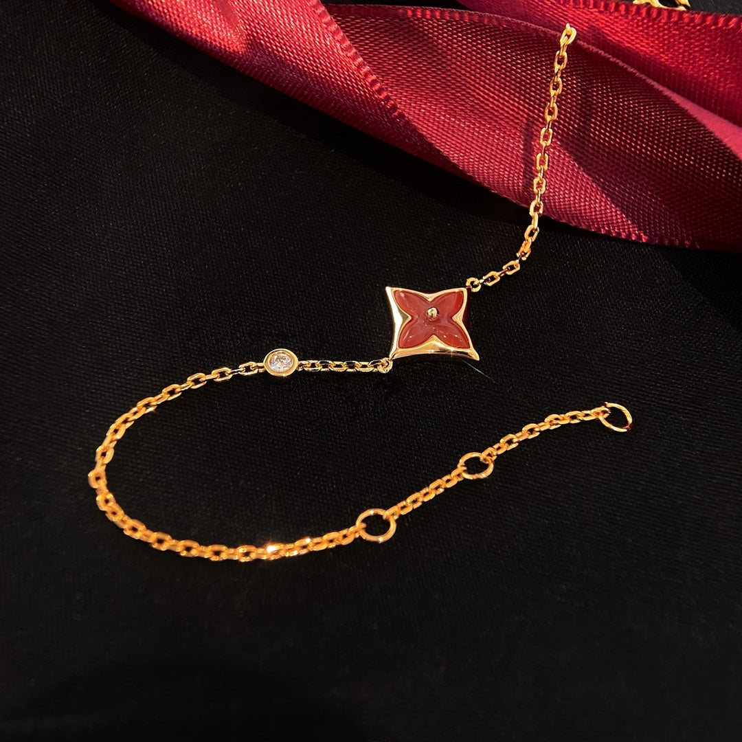 [⭐Novea]COLOR STAR CARNELIAN PINK GOLD DIAMOND BRACELET