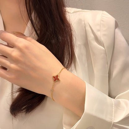 [⭐Novea]COLOR STAR CARNELIAN PINK GOLD DIAMOND BRACELET