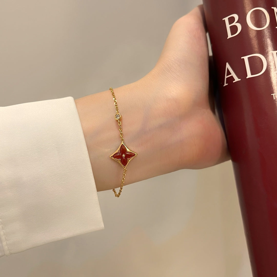 [⭐Novea]COLOR STAR CARNELIAN PINK GOLD DIAMOND BRACELET