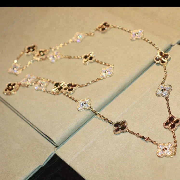 [⭐Novea]CLOVER 20 MOTIFS LASER DIAMOND NECKLACE