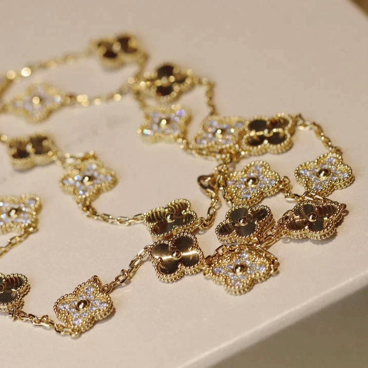 [⭐Novea]CLOVER 20 MOTIFS LASER DIAMOND NECKLACE