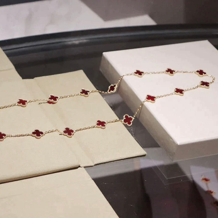 [⭐Novea]CLOVER 20 MOTIFS CARNELIAN NECKLACE