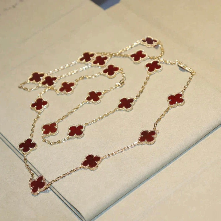 [⭐Novea]CLOVER 20 MOTIFS CARNELIAN NECKLACE