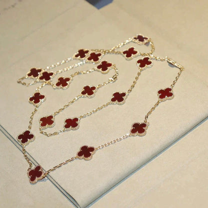 [⭐Novea]CLOVER 20 MOTIFS CARNELIAN NECKLACE