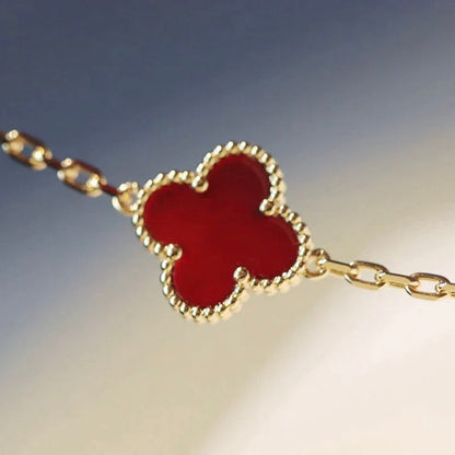 [⭐Novea]CLOVER 20 MOTIFS CARNELIAN NECKLACE