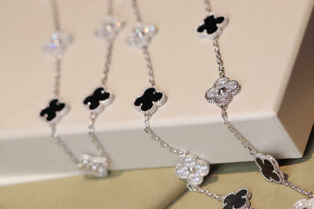 [⭐Novea]CLOVER 20 MOTIFS ONYX DIAMOND SILVER