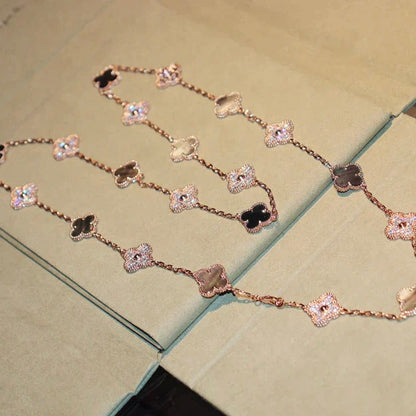 [⭐Novea]CLOVER 20 MOTIFS DARK MOP DIAMOND  NECKLACE
