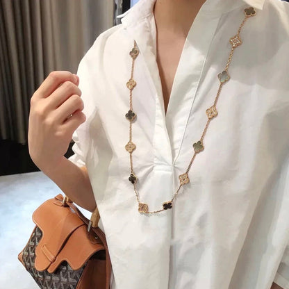 [⭐Novea]CLOVER 20 MOTIFS DARK MOP DIAMOND  NECKLACE