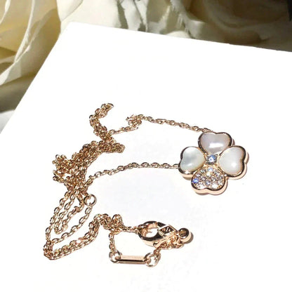 [⭐Novea]CLOVER MOP DIAMOND ROSE GOLD NECKLACE