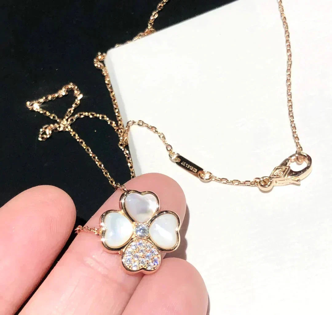 [⭐Novea]CLOVER MOP DIAMOND ROSE GOLD NECKLACE