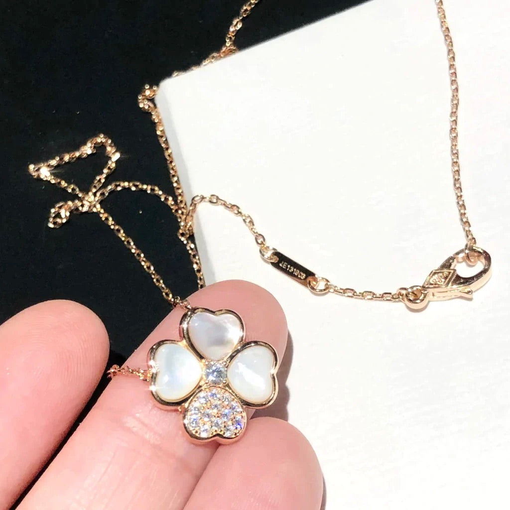 [⭐Novea]CLOVER MOP DIAMOND ROSE GOLD NECKLACE