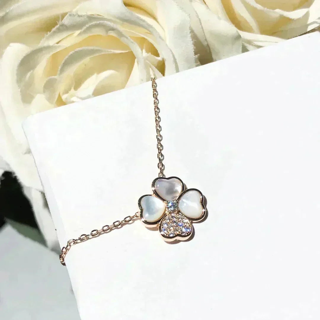 [⭐Novea]CLOVER MOP DIAMOND ROSE GOLD NECKLACE