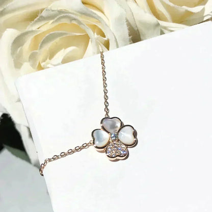 [⭐Novea]CLOVER MOP DIAMOND ROSE GOLD NECKLACE