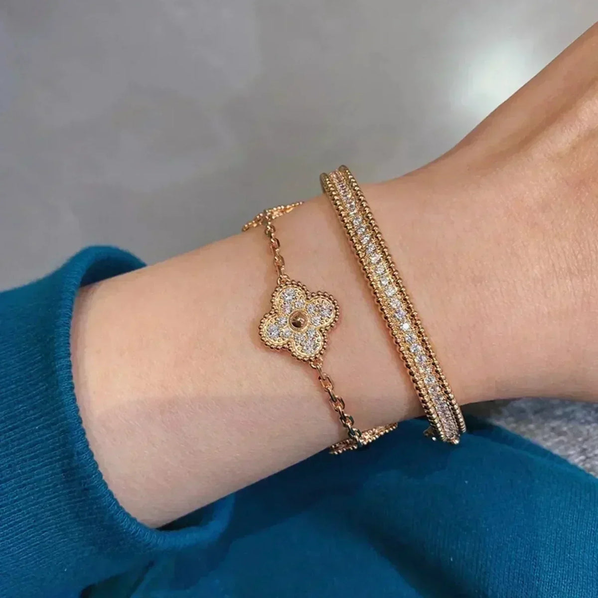 [⭐Novea] CLOVER 5 MOTIF FULL DIAMOND BRACELET COLLECTION