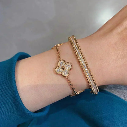 [⭐Novea] CLOVER 5 MOTIF FULL DIAMOND BRACELET COLLECTION