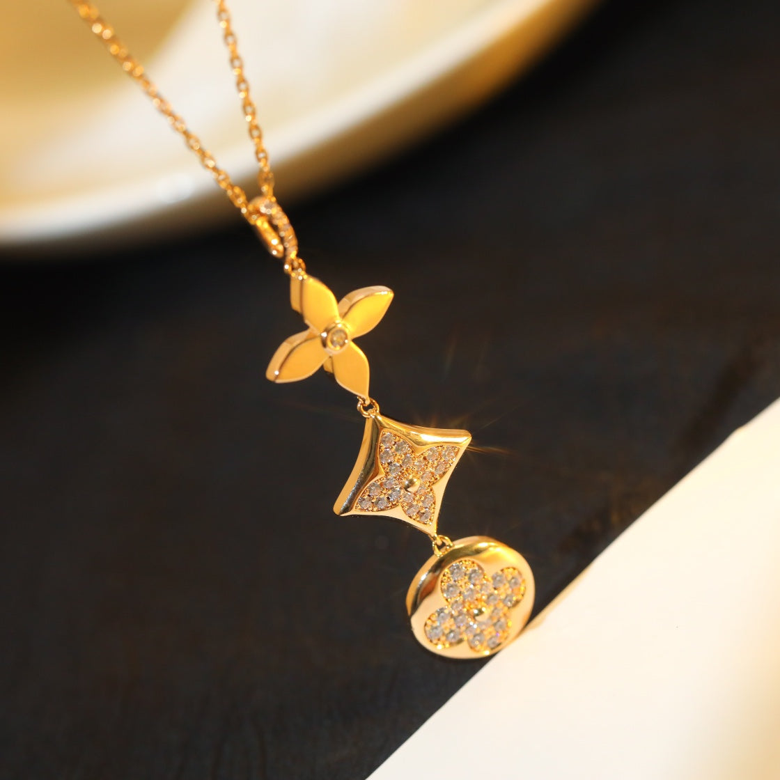 [⭐Novea]STAR AND SUN DIAMOND PINK GOLD NECKLACE