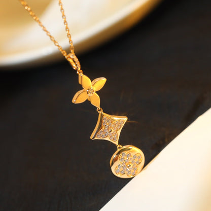[⭐Novea]STAR AND SUN DIAMOND PINK GOLD NECKLACE