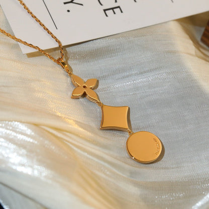 [⭐Novea]STAR AND SUN DIAMOND PINK GOLD NECKLACE