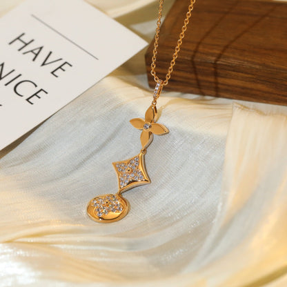 [⭐Novea]STAR AND SUN DIAMOND PINK GOLD NECKLACE