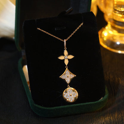 [⭐Novea]STAR AND SUN DIAMOND PINK GOLD NECKLACE