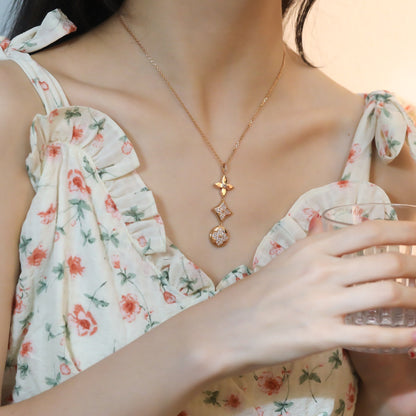 [⭐Novea]STAR AND SUN DIAMOND PINK GOLD NECKLACE