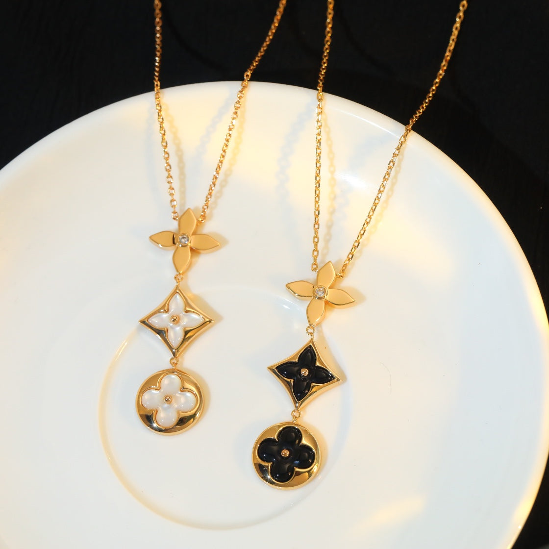 [⭐Novea]STAR AND SUN ONYX PINK GOLD NECKLACE