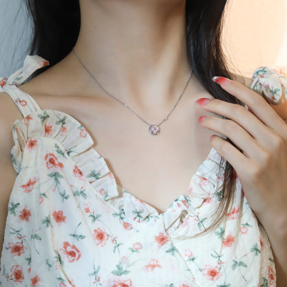 [⭐Novea]SUN PEDANT PINK GOLD 1 DIAMOND NECKLACE