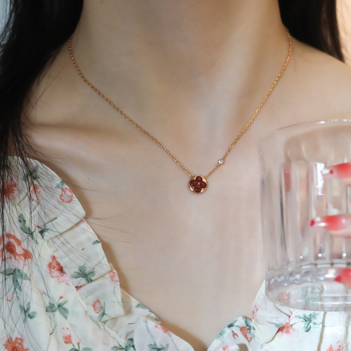 [⭐Novea]SUN PEDANT PINK GOLD 1 DIAMOND NECKLACE