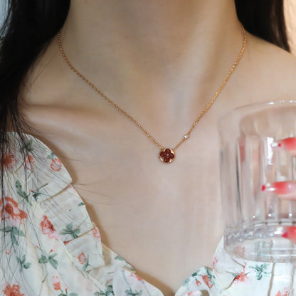 [⭐Novea]SUN PEDANT PINK GOLD 1 DIAMOND NECKLACE