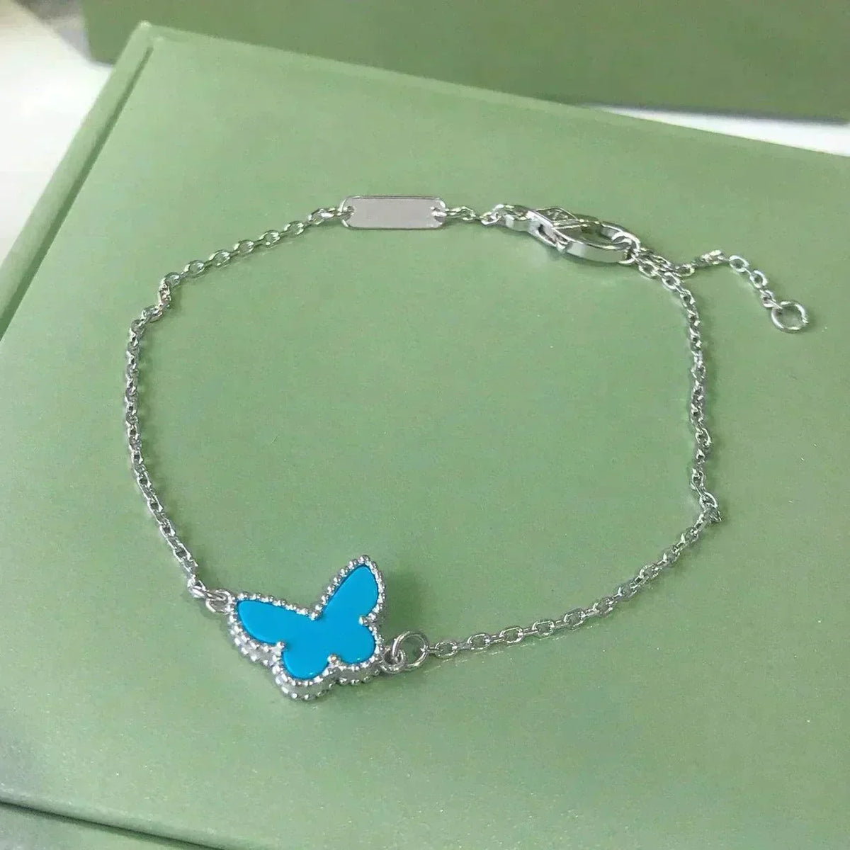 [⭐Novea]BUTTERFLY TURQUOISE BUTTERFLY BRACELET SILVER