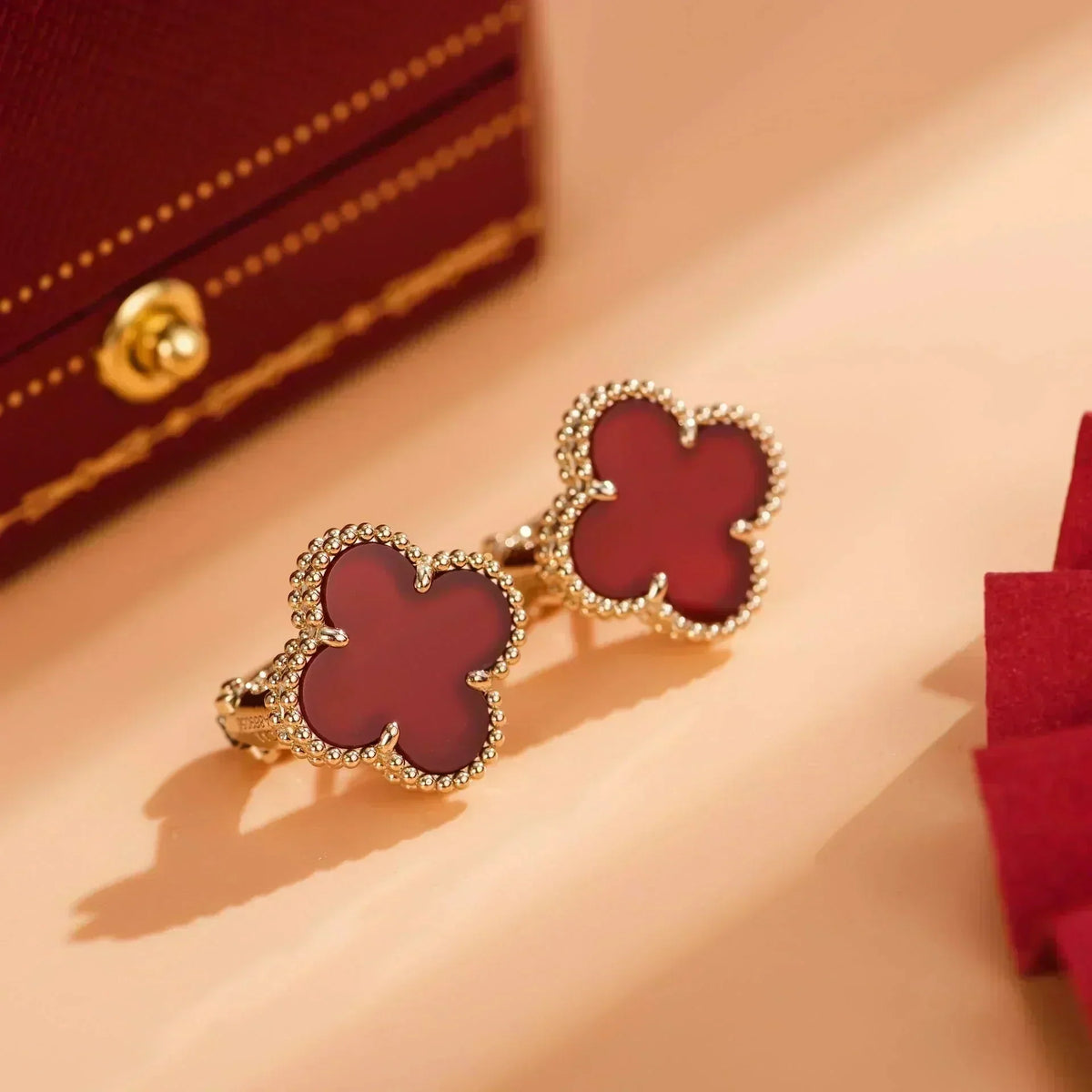 [⭐Novea]CLOVER MEDIUM 1 MOTIFS CARNELIAN  EARRINGS