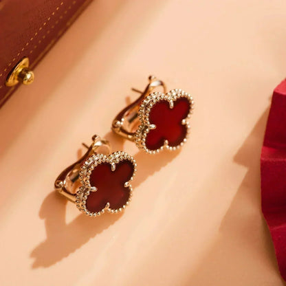 [⭐Novea]CLOVER MEDIUM 1 MOTIFS CARNELIAN  EARRINGS