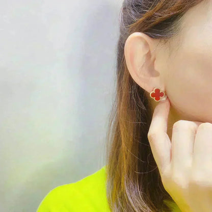 [⭐Novea]CLOVER MEDIUM 1 MOTIFS CARNELIAN  EARRINGS