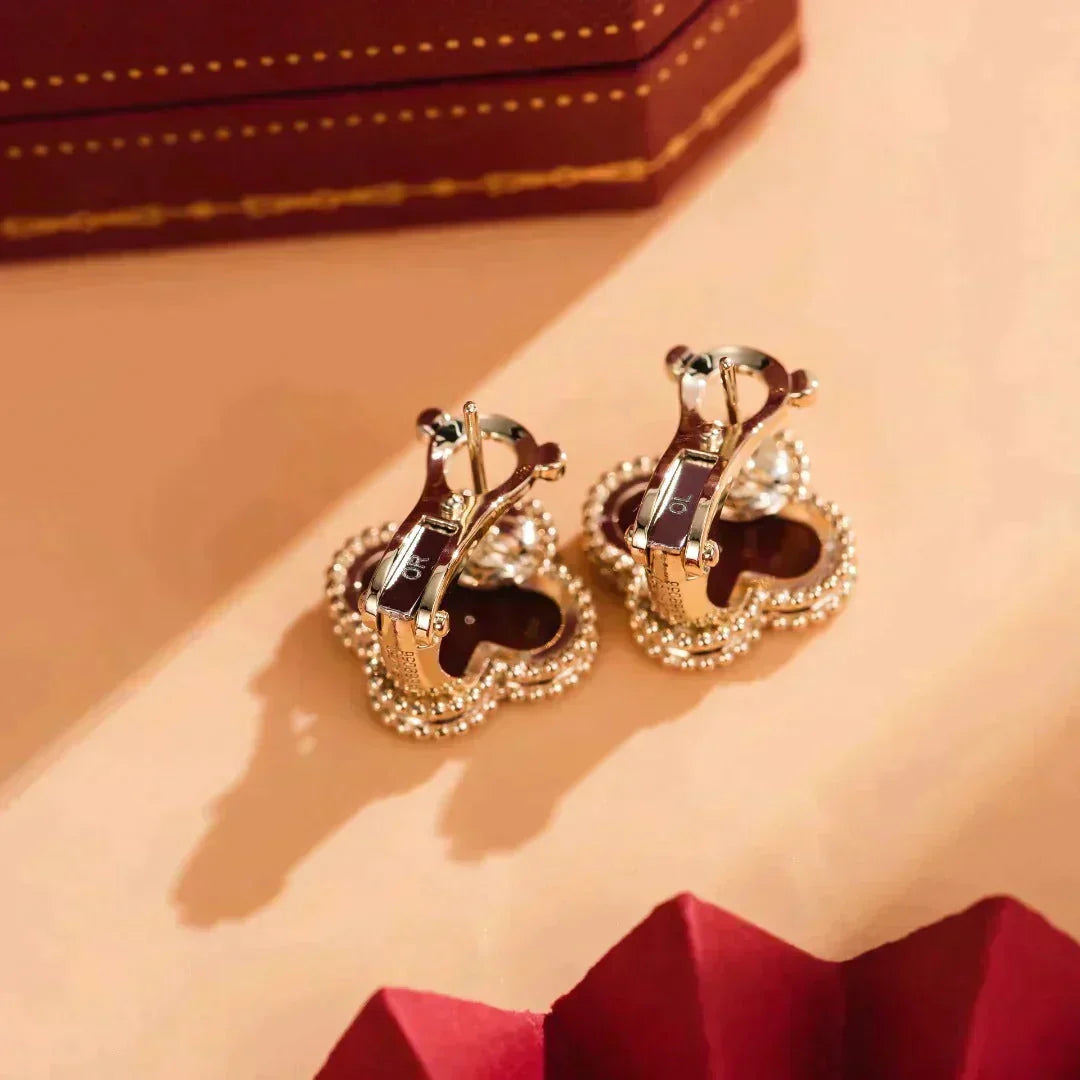 [⭐Novea]CLOVER MEDIUM 1 MOTIFS CARNELIAN  EARRINGS