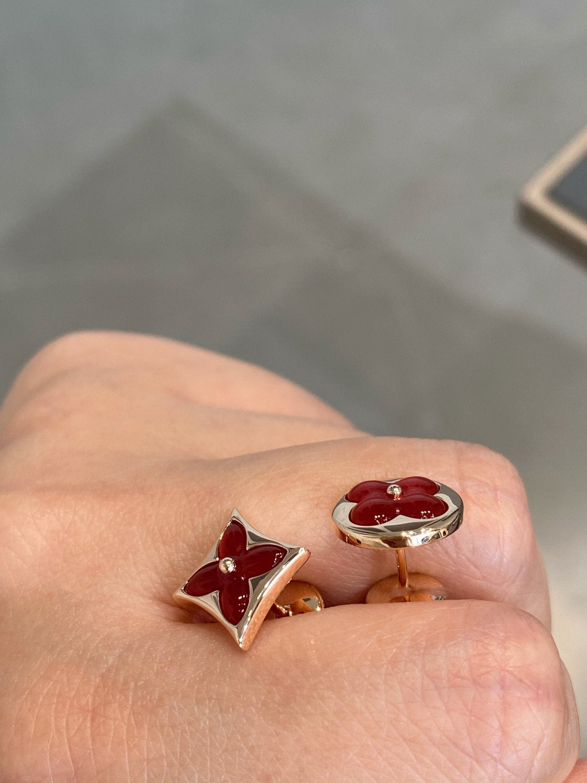 [⭐Novea]STAR AND SUN PINK GOLD CARNELIAN STUD EARRINGS