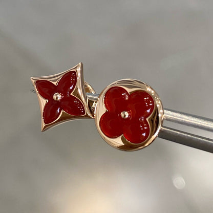 [⭐Novea]STAR AND SUN PINK GOLD CARNELIAN STUD EARRINGS