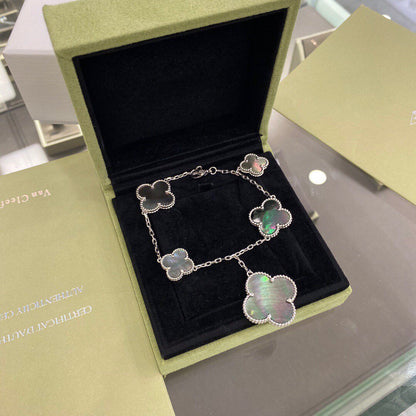 [⭐Novea]CLOVER 5 MOTIFS SIVLER DARK MOP BRACELET