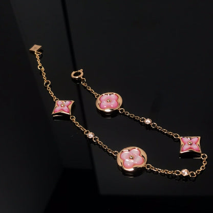 [⭐Novea]STAR AND SUN 4 MOTIF PINK MOP PINK GOLD BRACELET