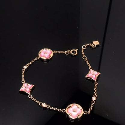 [⭐Novea]STAR AND SUN 4 MOTIF PINK MOP PINK GOLD BRACELET