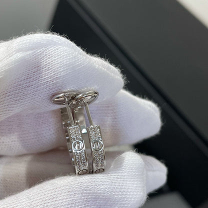 [⭐Novea]LOVE DIAMOND SILVER HOOP EARRINGS