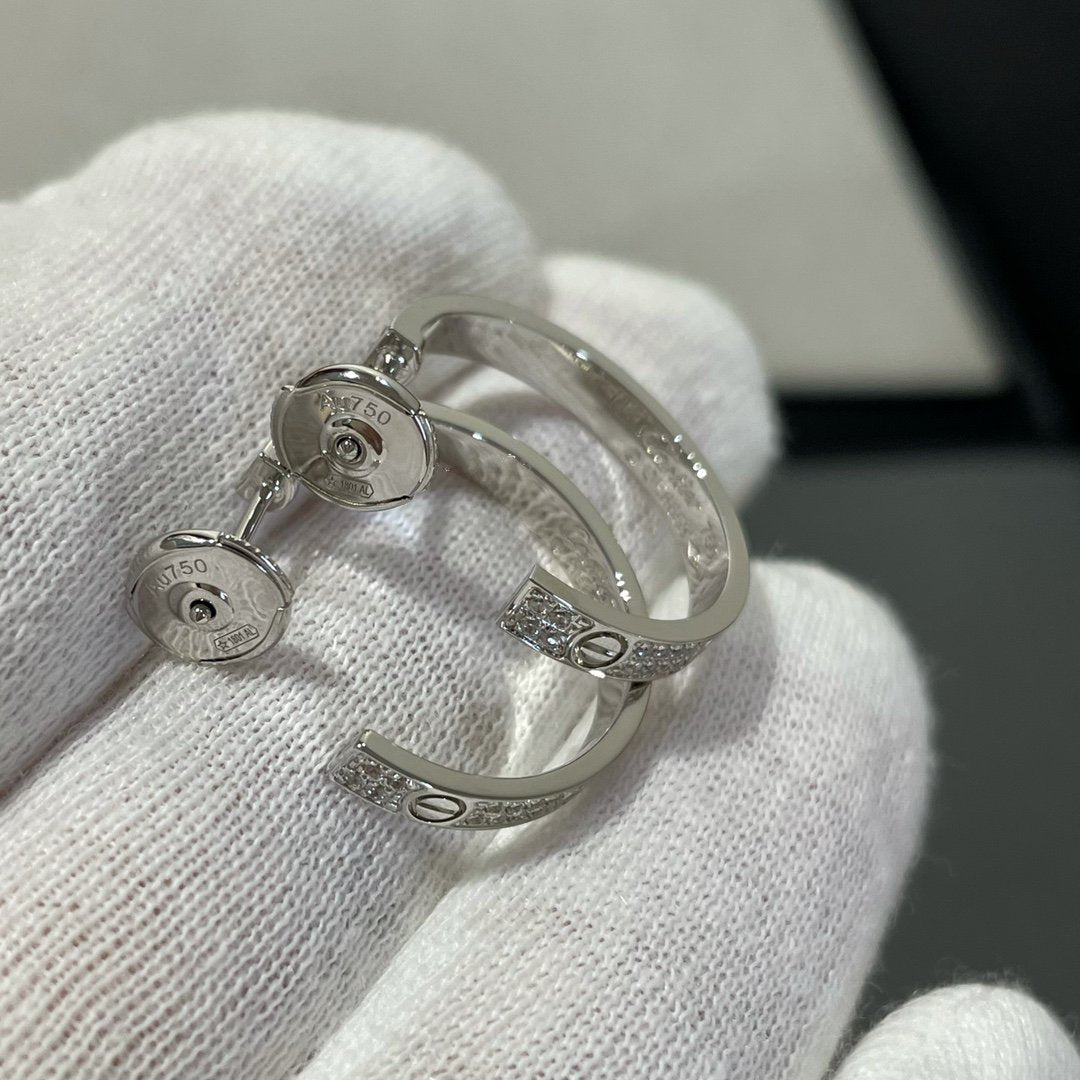 [⭐Novea]LOVE DIAMOND SILVER HOOP EARRINGS