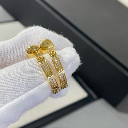 [⭐Novea]LOVE DIAMOND GOLD HOOP EARRINGS