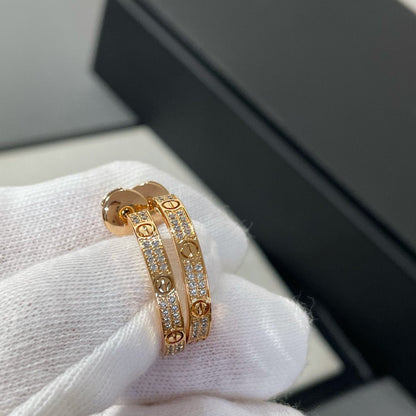 [⭐Novea]LOVE DIAMOND PINK GOLD HOOP EARRINGS
