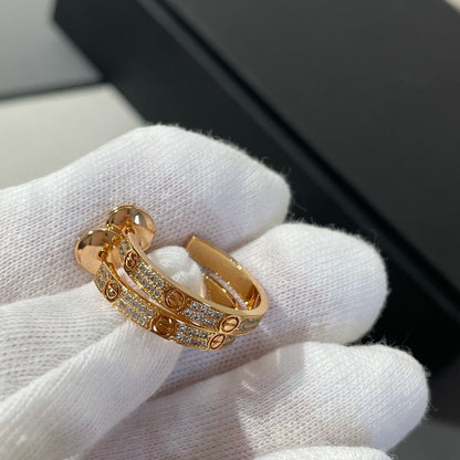 [⭐Novea]LOVE DIAMOND PINK GOLD HOOP EARRINGS